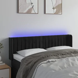 Hoofdbord | Hoofdeinde LED 147x16x78/88 cm fluweel zwart