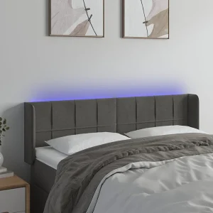 Hoofdbord | Hoofdeinde LED 147x16x78/88 cm fluweel donkergrijs