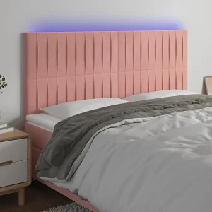 Hoofdbord | Hoofdeinde LED 160x5x118/128 cm fluweel roze Hoofdbord | Hoofdeinde LED 160x5x118/128 cm fluweel roze