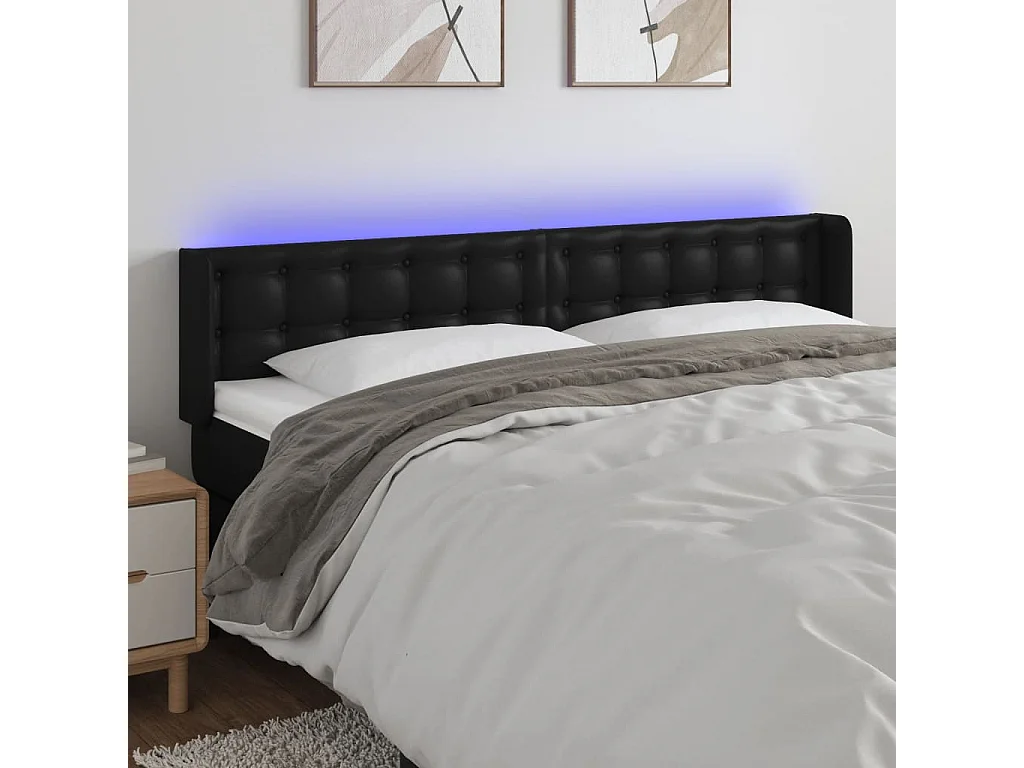 Hoofdbord | Hoofdeinde LED 163x16x78/88 cm kunstleer zwart