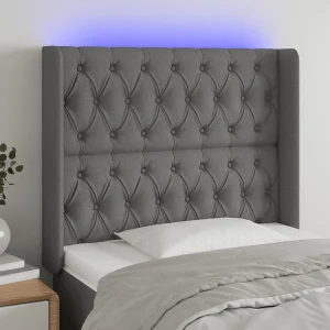Hoofdbord | Hoofdeinde LED 103x16x118/128 cm stof donkergrijs Hoofdbord | Hoofdeinde LED 103x16x118/128 cm stof donkergrijs