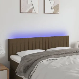 Hoofdbord | Hoofdeinde LED 144x5x78/88 cm stof donkerbruin