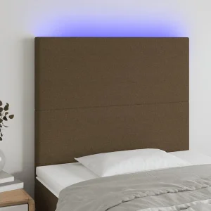 Hoofdbord | Hoofdeinde LED 100x5x118/128 cm stof donkerbruin Hoofdbord | Hoofdeinde LED 100x5x118/128 cm stof donkerbruin