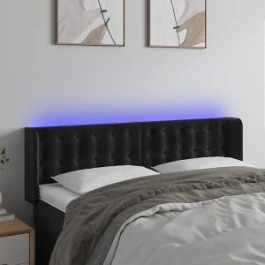 Hoofdbord | Hoofdeinde LED 147x16x78/88 cm fluweel zwart