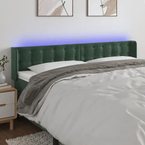Hoofdbord | Hoofdeinde LED 183x16x78/88 cm fluweel donkergroen Hoofdbord | Hoofdeinde LED 183x16x78/88 cm fluweel donkergroen