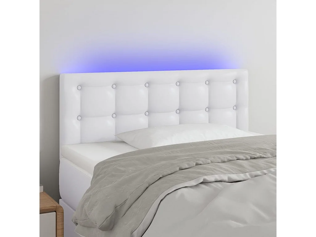 Hoofdbord | Hoofdeinde LED 100x5x78/88 cm kunstleer wit