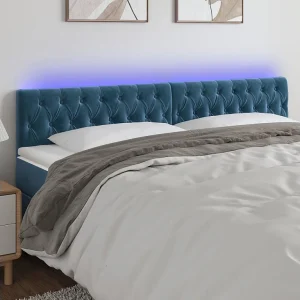 Hoofdbord | Hoofdeinde LED 200x7x78/88 cm fluweel donkerblauw Hoofdbord | Hoofdeinde LED 200x7x78/88 cm fluweel donkerblauw