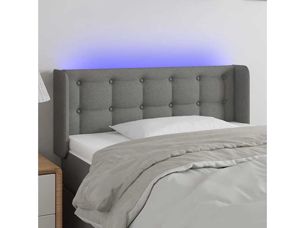 Hoofdbord | Hoofdeinde LED 103x16x78/88 cm stof donkergrijs