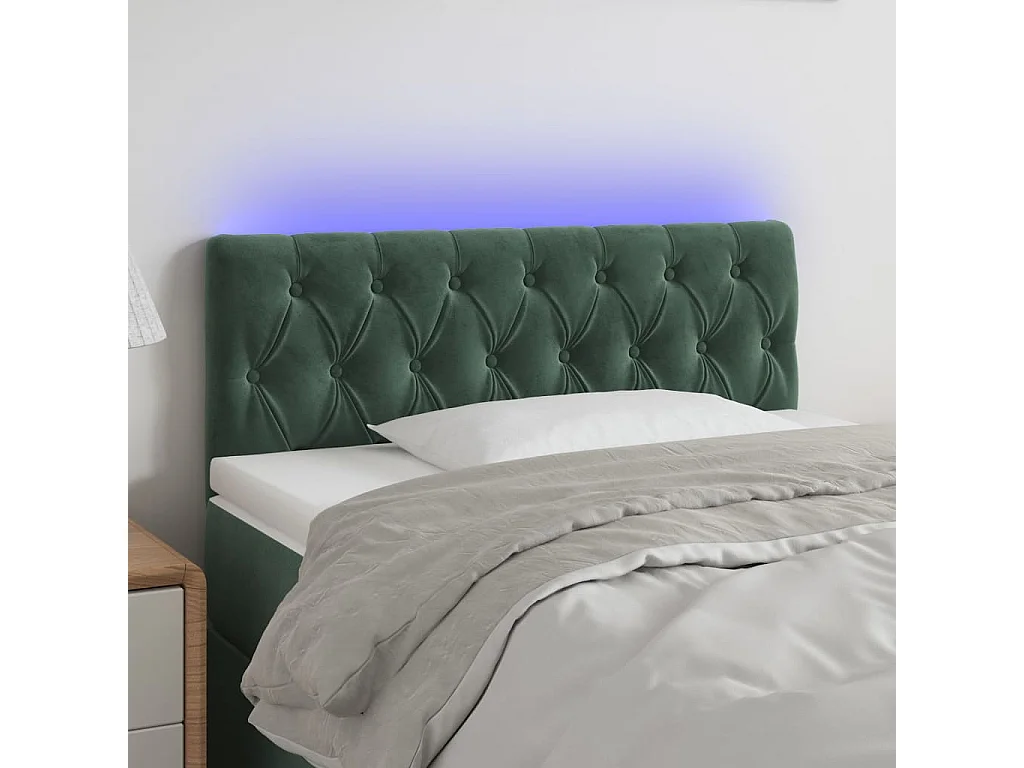 Hoofdbord | Hoofdeinde LED 100x7x78/88 cm fluweel donkergroen