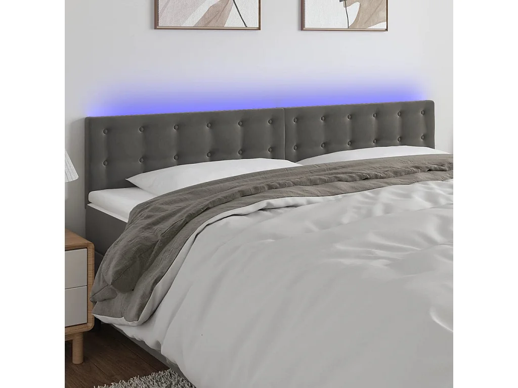 Hoofdbord | Hoofdeinde LED 160x5x78/88 cm fluweel donkergrijs