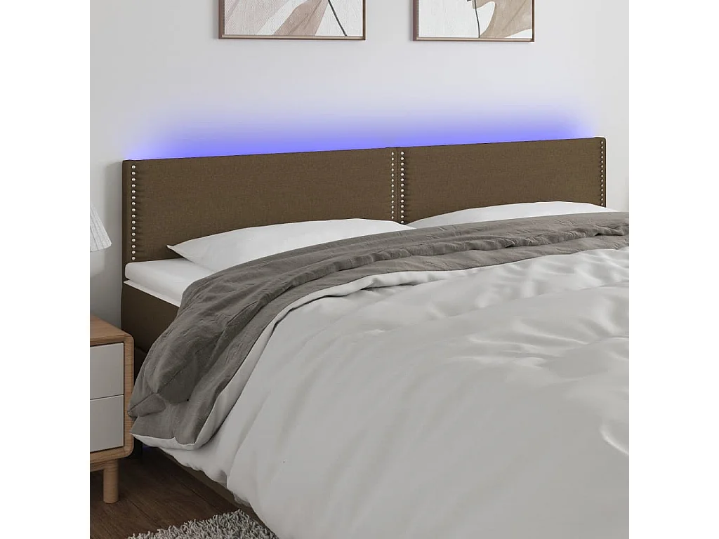 Hoofdbord | Hoofdeinde LED 180x5x78/88 cm stof donkerbruin
