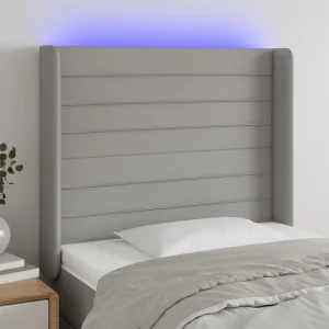 Hoofdbord | Hoofdeinde LED 103x16x118/128 cm stof lichtgrijs Hoofdbord | Hoofdeinde LED 103x16x118/128 cm stof lichtgrijs