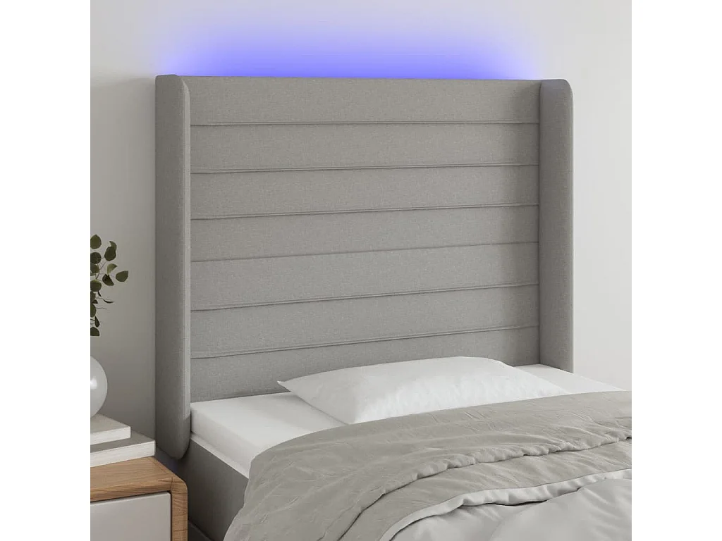 Hoofdbord | Hoofdeinde LED 103x16x118/128 cm stof lichtgrijs