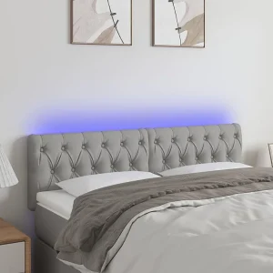 Hoofdbord | Hoofdeinde LED 144x7x78/88 cm stof lichtgrijs