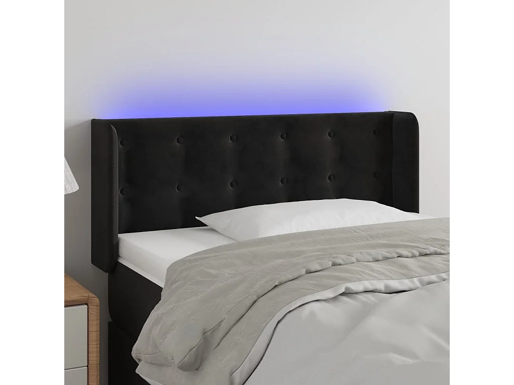 Hoofdbord | Hoofdeinde LED 83x16x78/88 cm fluweel zwart