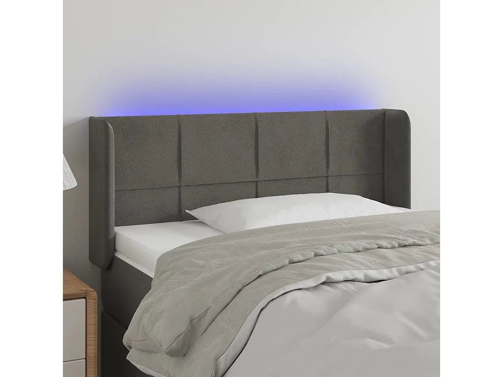 Hoofdbord | Hoofdeinde LED 93x16x78/88 cm fluweel donkergrijs