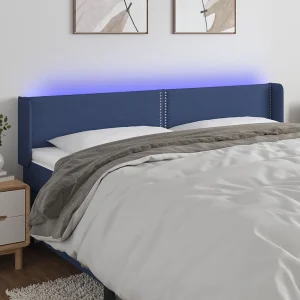Hoofdbord | Hoofdeinde LED 203x16x78/88 cm stof blauw Hoofdbord | Hoofdeinde LED 203x16x78/88 cm stof blauw