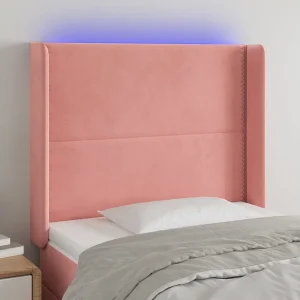 Hoofdbord | Hoofdeinde LED 83x16x118/128 cm fluweel roze Hoofdbord | Hoofdeinde LED 83x16x118/128 cm fluweel roze