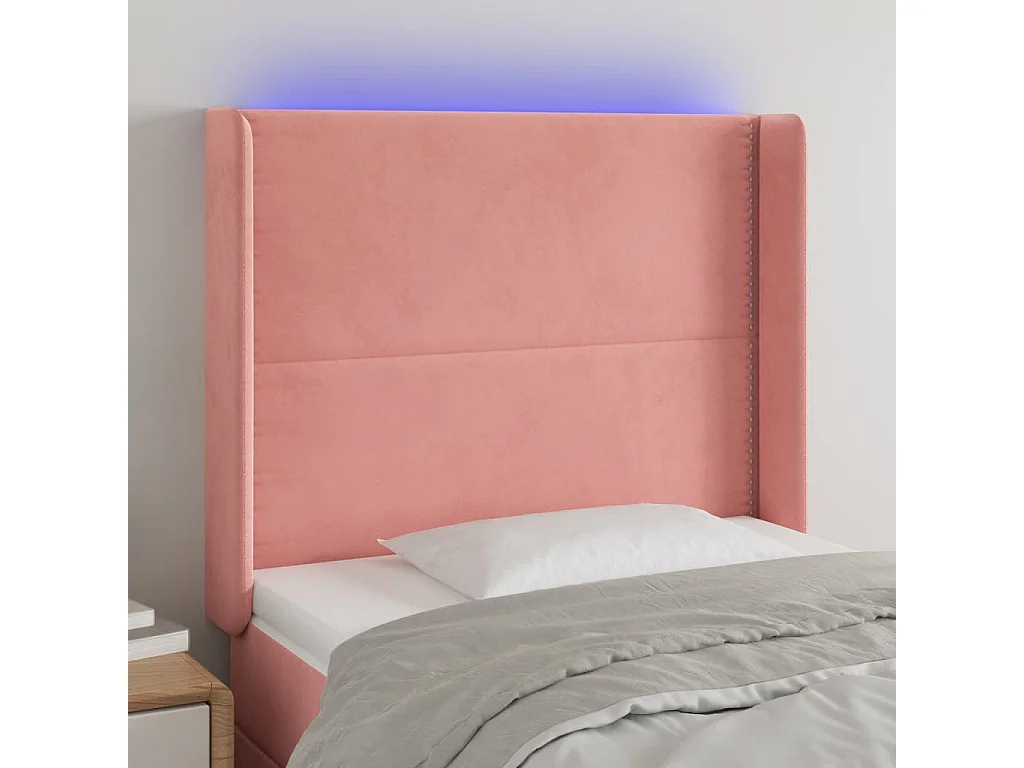 Hoofdbord | Hoofdeinde LED 83x16x118/128 cm fluweel roze