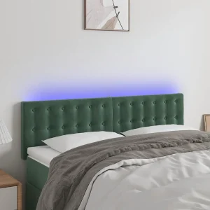 Hoofdbord | Hoofdeinde LED 144x5x78/88 cm fluweel donkergroen Hoofdbord | Hoofdeinde LED 144x5x78/88 cm fluweel donkergroen