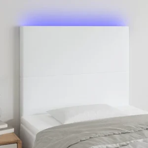 Hoofdbord | Hoofdeinde LED 90x5x118/128 cm kunstleer wit