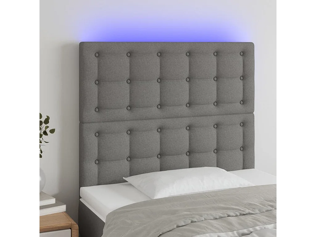 Hoofdbord | Hoofdeinde LED 90x5x118/128 cm stof donkergrijs