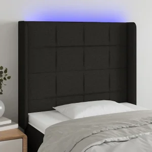 Hoofdbord | Hoofdeinde LED 103x16x118/128 cm stof zwart Hoofdbord | Hoofdeinde LED 103x16x118/128 cm stof zwart