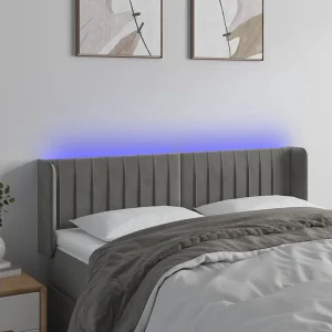 Hoofdbord | Hoofdeinde LED 147x16x78/88 cm fluweel lichtgrijs