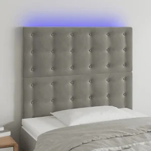 Hoofdbord | Hoofdeinde LED 90x5x118/128 cm fluweel lichtgrijs Hoofdbord | Hoofdeinde LED 90x5x118/128 cm fluweel lichtgrijs