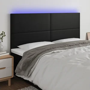 Hoofdbord | Hoofdeinde LED 160x5x118/128 cm kunstleer zwart Hoofdbord | Hoofdeinde LED 160x5x118/128 cm kunstleer zwart