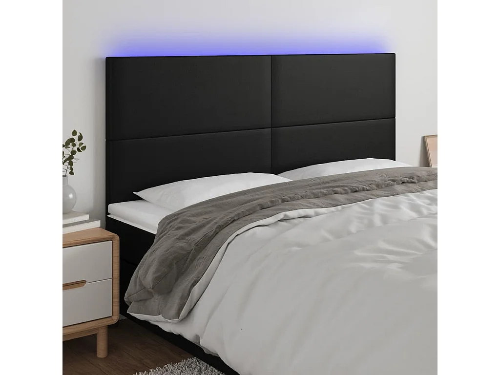 Hoofdbord | Hoofdeinde LED 160x5x118/128 cm kunstleer zwart