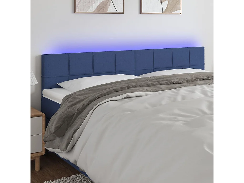 Hoofdbord | Hoofdeinde LED 160x5x78/88 cm stof blauw