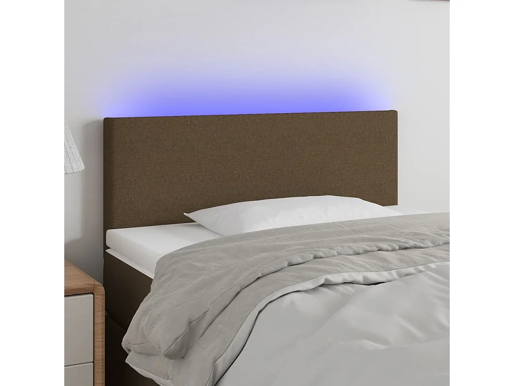 Hoofdbord | Hoofdeinde LED 90x5x78/88 cm stof donkerbruin