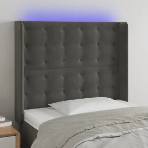Hoofdbord | Hoofdeinde LED 103x16x118/128 cm fluweel donkergrijs Hoofdbord | Hoofdeinde LED 103x16x118/128 cm fluweel donkergrijs