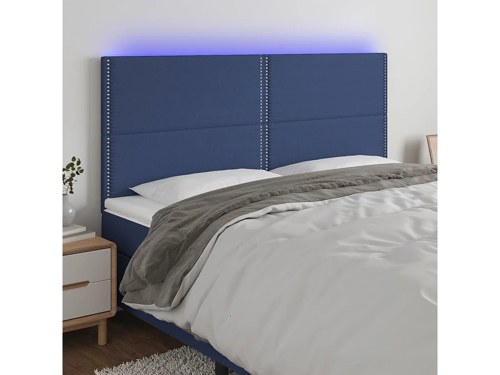 Hoofdbord | Hoofdeinde LED 200x5x118/128 cm stof blauw