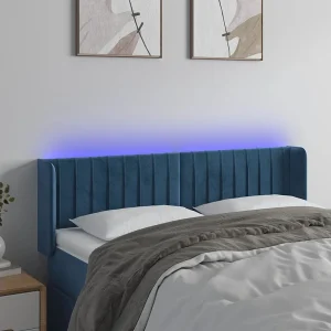 Hoofdbord | Hoofdeinde LED 147x16x78/88 cm fluweel donkerblauw