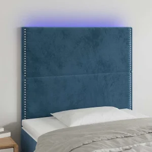 Hoofdbord | Hoofdeinde LED 100x5x118/128 cm fluweel donkerblauw Hoofdbord | Hoofdeinde LED 100x5x118/128 cm fluweel donkerblauw