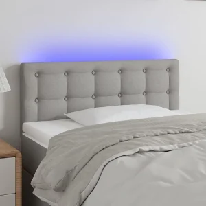 Hoofdbord | Hoofdeinde LED 90x5x78/88 cm stof lichtgrijs
