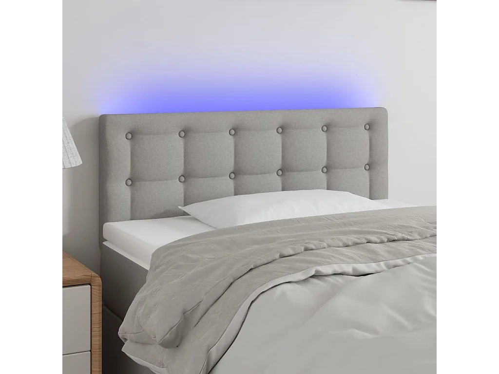 Hoofdbord | Hoofdeinde LED 90x5x78/88 cm stof lichtgrijs