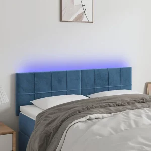 Hoofdbord | Hoofdeinde LED 144x5x78/88 cm fluweel donkerblauw Hoofdbord | Hoofdeinde LED 144x5x78/88 cm fluweel donkerblauw