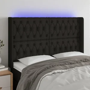 Hoofdbord | Hoofdeinde LED 163x16x118/128 cm stof zwart Hoofdbord | Hoofdeinde LED 163x16x118/128 cm stof zwart