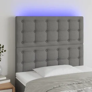 Hoofdbord | Hoofdeinde LED 100x5x118/128 cm stof donkergrijs Hoofdbord | Hoofdeinde LED 100x5x118/128 cm stof donkergrijs