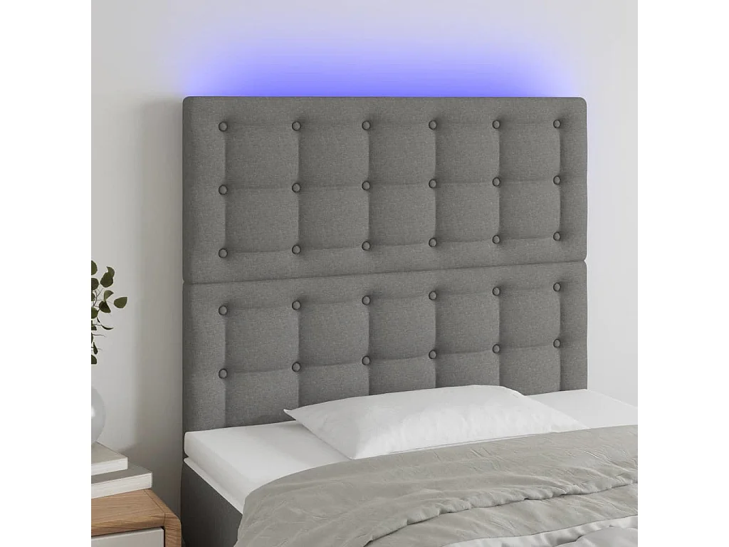 Hoofdbord | Hoofdeinde LED 100x5x118/128 cm stof donkergrijs