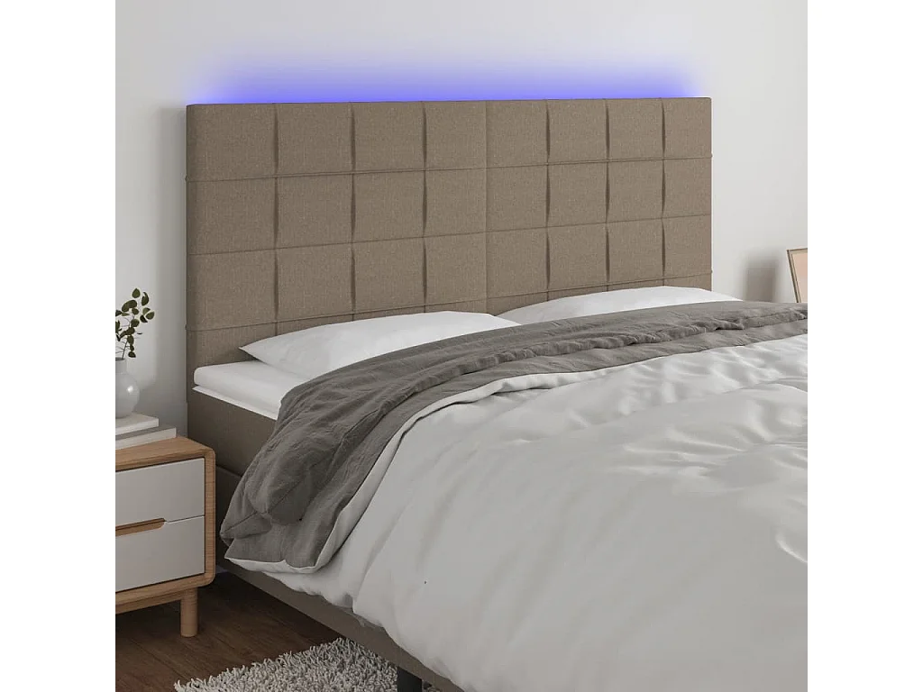 Hoofdbord | Hoofdeinde LED 200x5x118/128 cm stof taupe