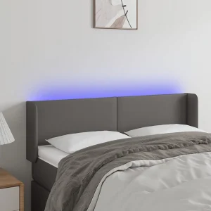 Hoofdbord | Hoofdeinde LED 147x16x78/88 cm kunstleer grijs