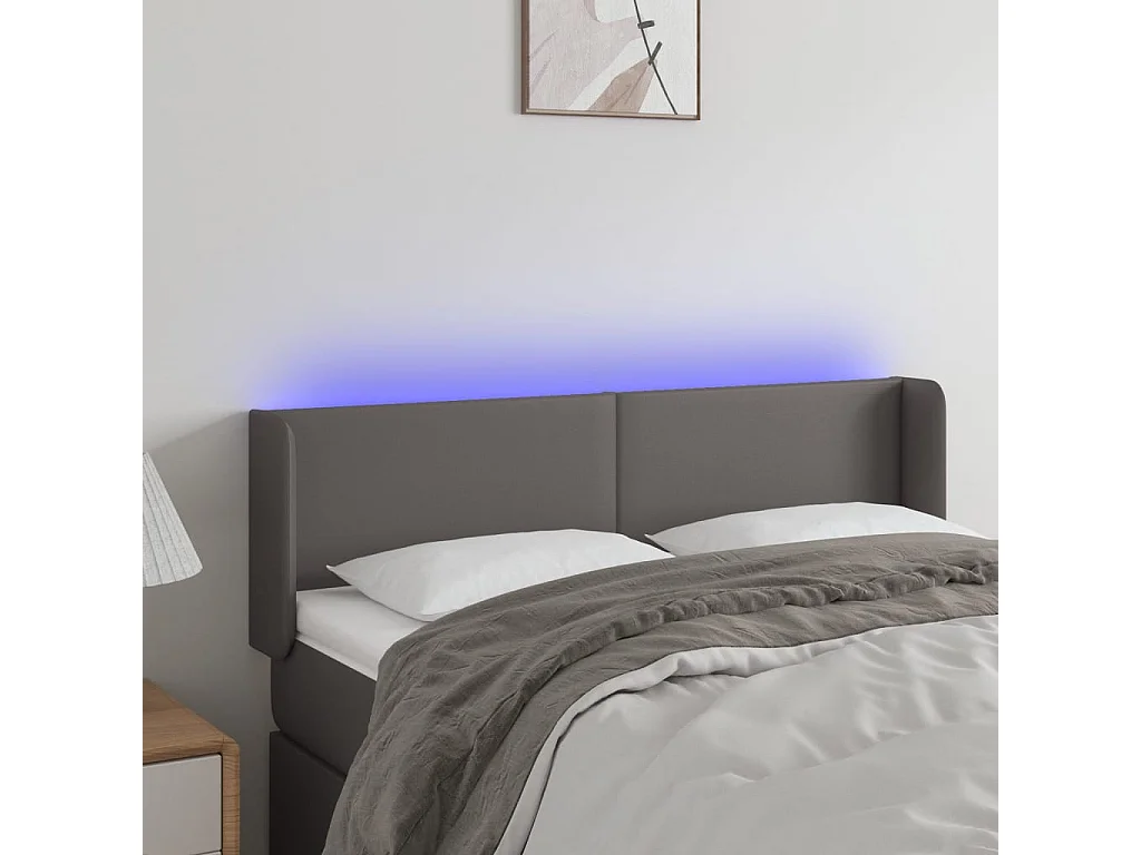 Hoofdbord | Hoofdeinde LED 147x16x78/88 cm kunstleer grijs