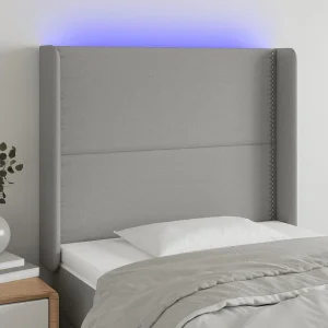 Hoofdbord | Hoofdeinde LED 93x16x118/128 cm stof lichtgrijs Hoofdbord | Hoofdeinde LED 93x16x118/128 cm stof lichtgrijs