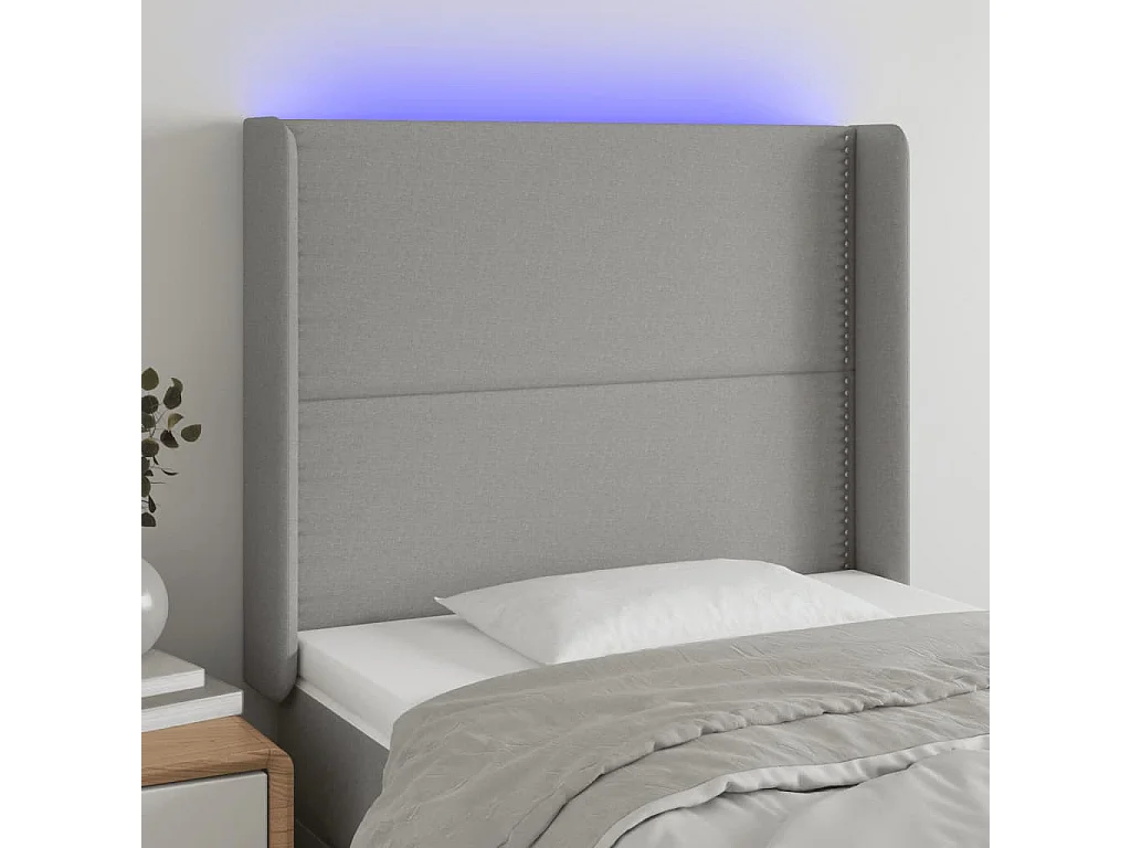 Hoofdbord | Hoofdeinde LED 93x16x118/128 cm stof lichtgrijs