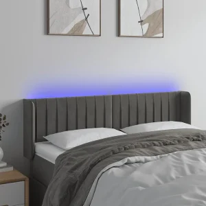 Hoofdbord | Hoofdeinde LED 147x16x78/88 cm fluweel donkergrijs