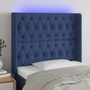 Hoofdbord | Hoofdeinde LED 103x16x118/128 cm stof blauw Hoofdbord | Hoofdeinde LED 103x16x118/128 cm stof blauw